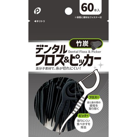 デンタルフロス＆ピッカー竹炭　６０本の商品画像