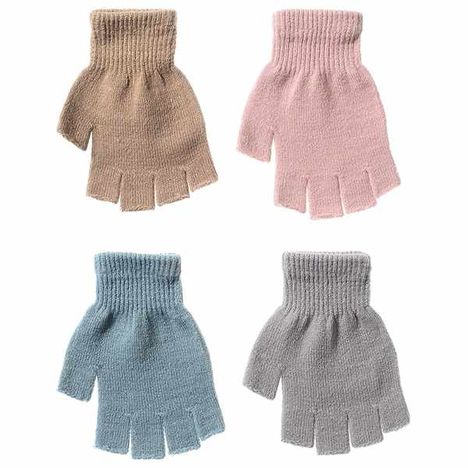 のびのび指切り手袋　無地　スモーキーの3番目の写真