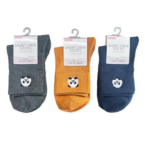 婦人　パンダ刺繍　ショートクルーの商品画像