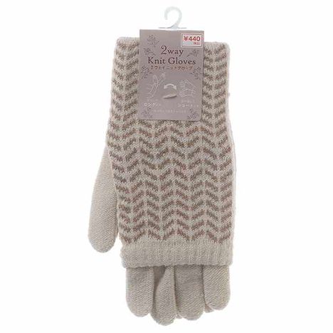 婦人２ＷＡＹ手首長ニット手袋ＩＶの画像