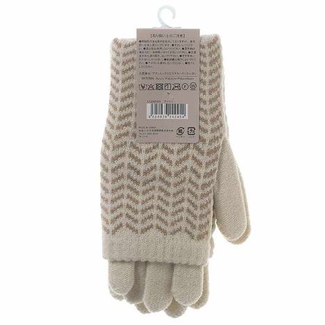 婦人２ＷＡＹ手首長ニット手袋ＩＶの2番目の写真