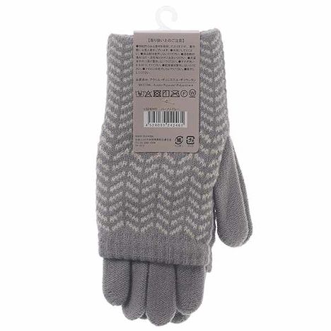 婦人２ＷＡＹ手首長ニット手袋ＧＹの2番目の写真