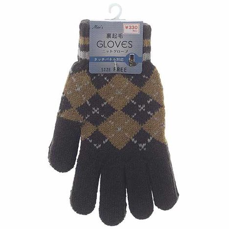 紳士タッチニット手袋アーガイルＢＲの画像