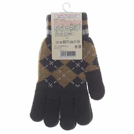 紳士タッチニット手袋アーガイルＢＲの2番目の写真