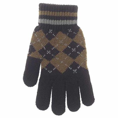 紳士タッチニット手袋アーガイルＢＲの3番目の写真