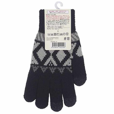 紳士タッチニット手袋幾何柄ＢＫの2番目の写真