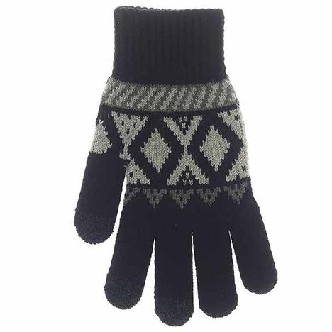 紳士タッチニット手袋幾何柄ＢＫの3番目の写真