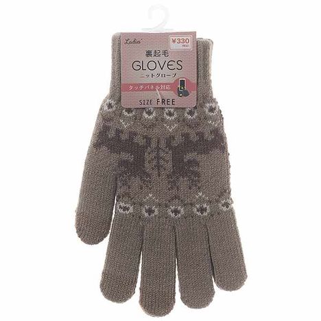 婦人タッチニット手袋トナカイ柄ＢＥの画像