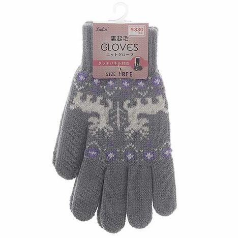 婦人タッチニット手袋トナカイ柄ＧＹの画像