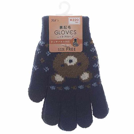 ＫＩＤＳタッチニット手袋くま柄ＮＶの画像