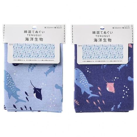 綿混手拭い　海洋生物の商品画像