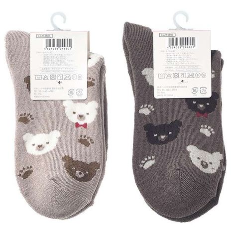 婦人　総柄パイルソックス　くまの2番目の写真