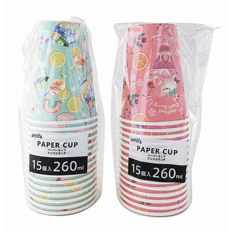 ペーパーカップ２６０ｍｌ　１５Ｐアニマルの商品画像
