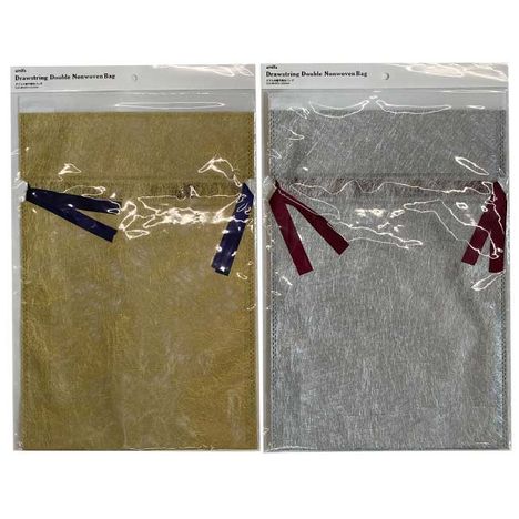 ダブル巾着不織布バッグ　Ｌの商品画像