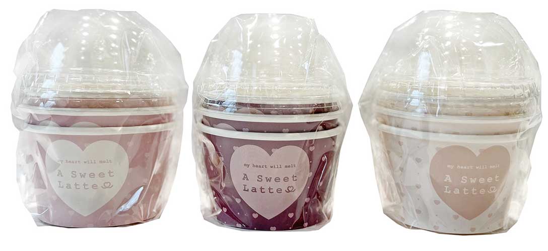 ドーム型ふた付カップ　３Ｐ　ラテハートの商品画像