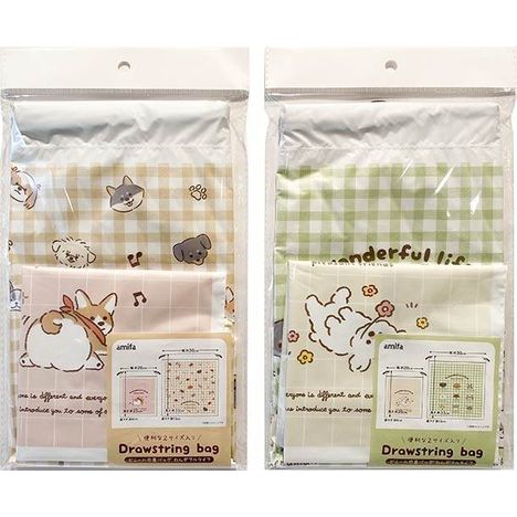 ビニール巾着バッグ２Ｐわんダフルライフの商品画像