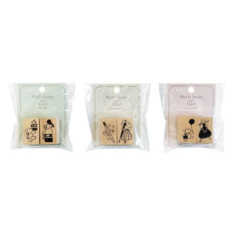 木製ハンコ　プチベアと女の子の商品画像