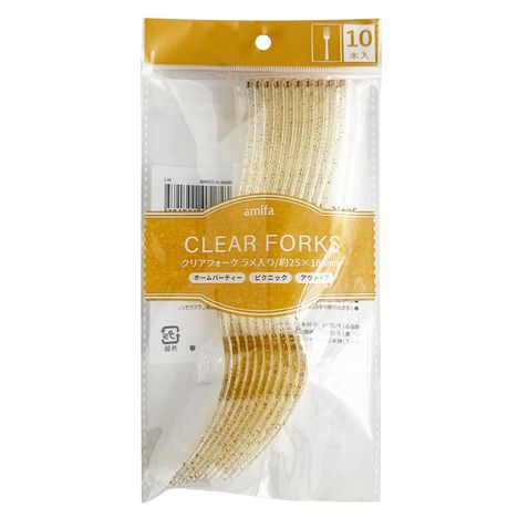 クリアフォーク１０本　ラメ入りの商品画像
