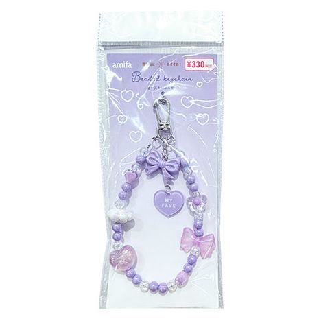 ビーズキーホルダーリボンハートＰＵの商品画像