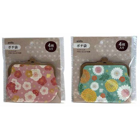 ジップバッグポチ袋４枚　がま口　和柄の商品画像