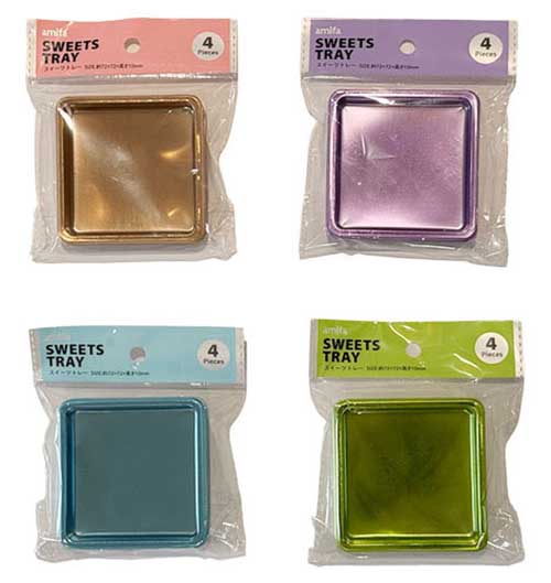 スイーツトレー　スクエア　４Ｐ　パステルの商品画像