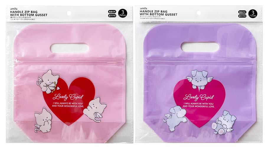 ジップハンドルバッグＭ３Ｐキューピッドの商品画像