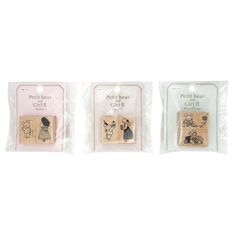 木製ハンコ　プチベアと女の子２の商品画像