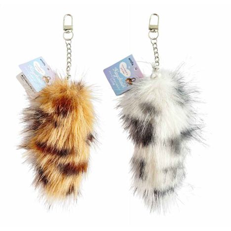 ファーしっぽキーホルダー　ヒョウ柄の商品画像