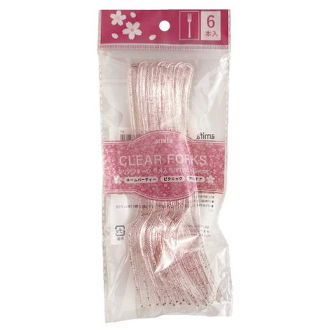 クリアフォーク　６本　ピンク　さくらの商品画像