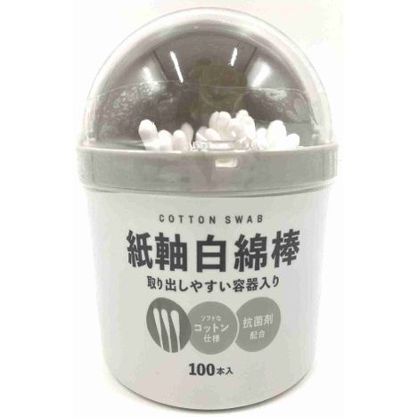 紙軸白綿棒１００本容器入りの画像