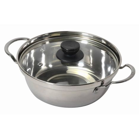 ステンレス製ガラス蓋付寄鍋１８ｃｍの商品画像