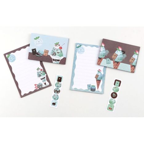 チョコミントベアーミニレターセット　５組の3番目の写真