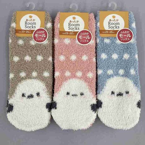 婦人モールソックス　シマエナガ柄の画像