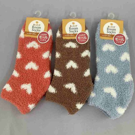 婦人モールソックス　ハート総柄の画像