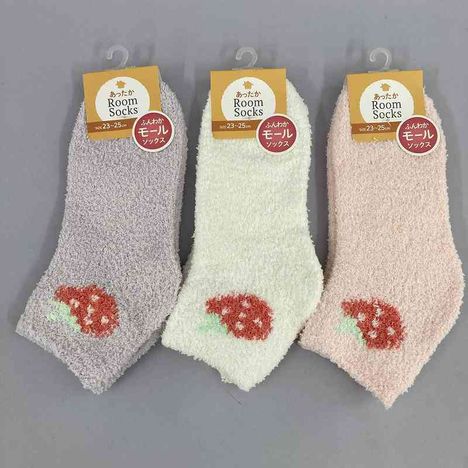 婦人モールソックス　イチゴ柄の画像