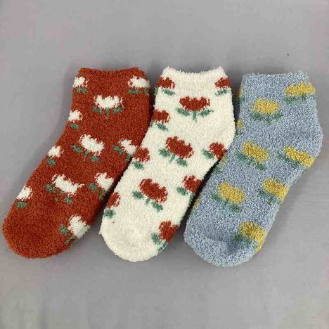 婦人モールソックス　はな総柄の2番目の写真