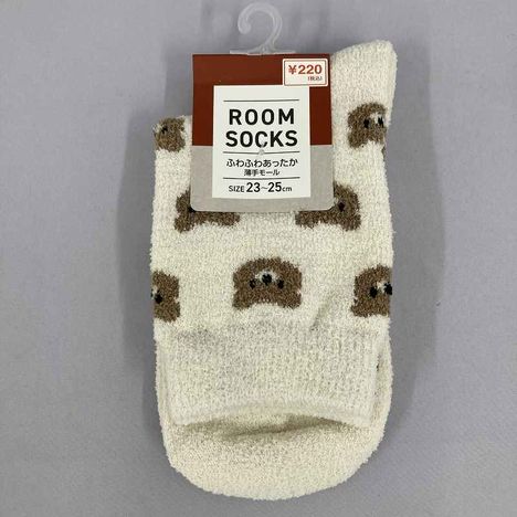 婦人薄手モール靴下　くま柄の画像