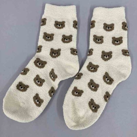 婦人薄手モール靴下　くま柄の2番目の写真