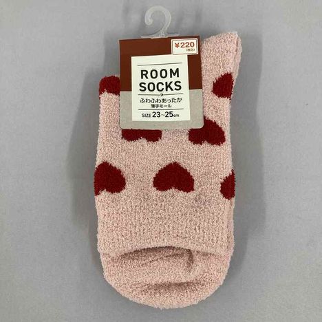 婦人薄手モール靴下　ハート柄の画像