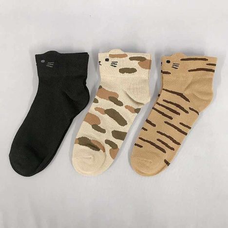 婦人靴下　アンクル丈　耳付きねこ柄の2番目の写真