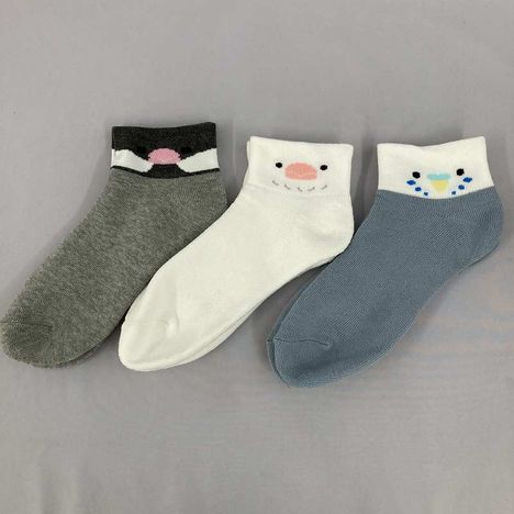 婦人パイル靴下　アンクル丈なりきり小鳥柄の2番目の写真