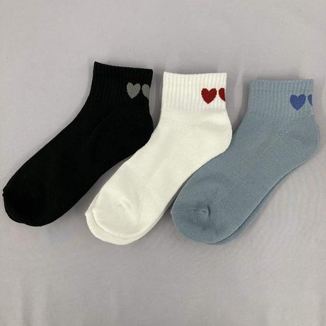 婦人底パイル靴下　アンクル丈　ハート柄の2番目の写真
