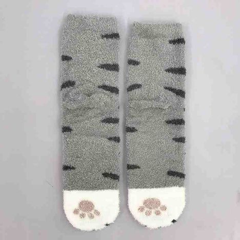 婦人シャギーモールソックス猫柄ＧＹの3番目の写真