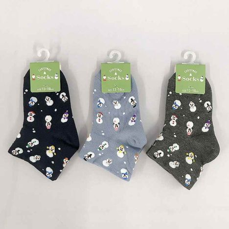 子供アンクル丈靴下１３　スノーマン柄の商品画像