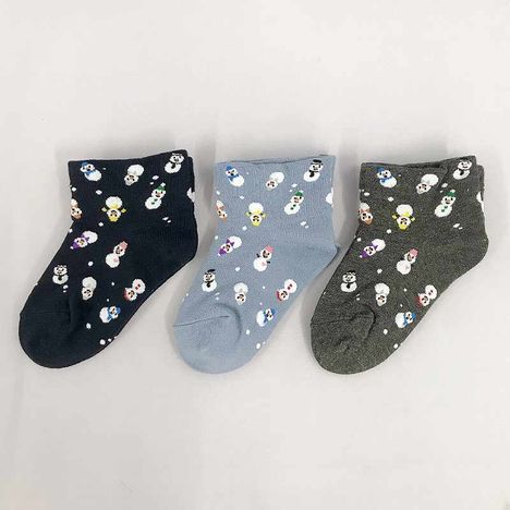 子供アンクル丈靴下１３　スノーマン柄の2番目の写真