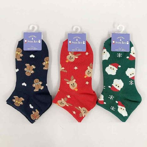 子供アンクル丈靴下１７　クリスマス総柄の商品画像