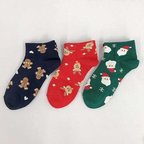 子供アンクル丈靴下１７　クリスマス総柄の2番目の写真