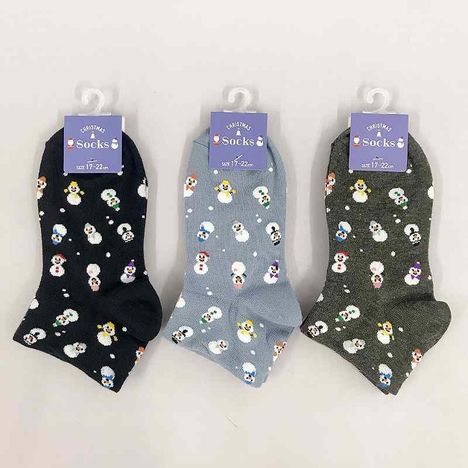 子供アンクル丈靴下１７　スノーマン柄の商品画像