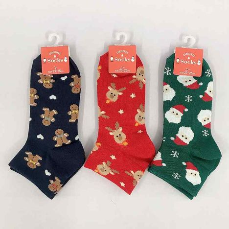 婦人アンクル丈靴下　クリスマス総柄の商品画像