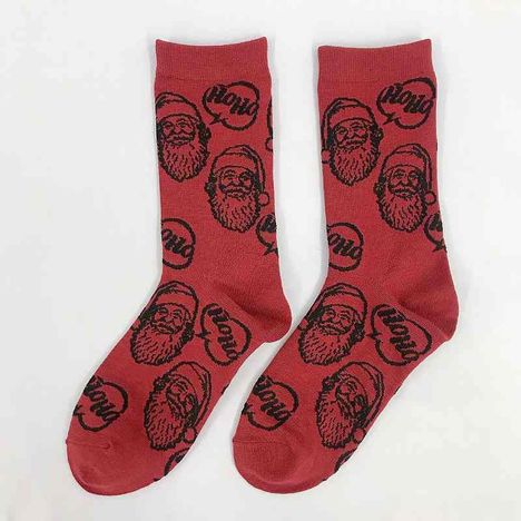 婦人クルー丈靴下リアルサンタ柄　赤の2番目の写真